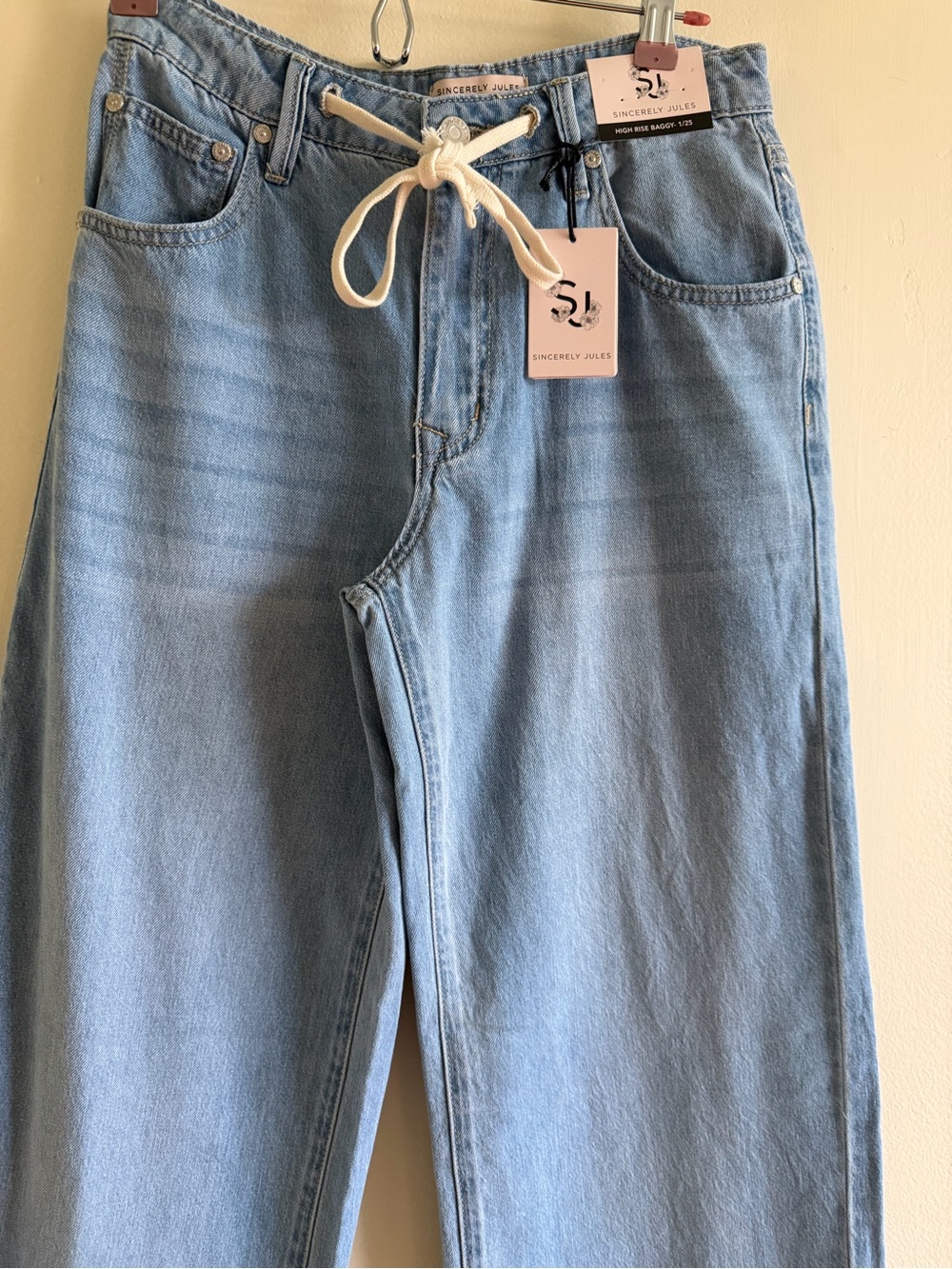 Light Blue Straight-Leg Jeans - Drawstring Waist 15’’ - Picture 4 of 8
